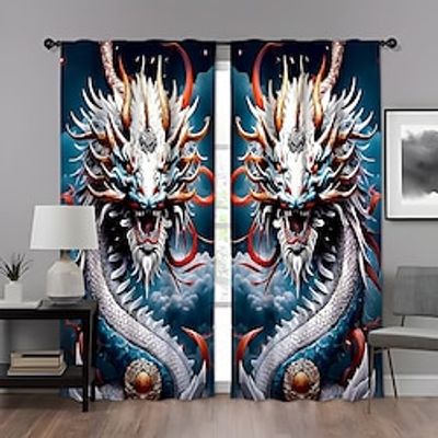 2PCS 3D Digital Printed Curtains, Home Decoration, Dragon Pattern Fabric Curtains, Window Screens Lightinthebox