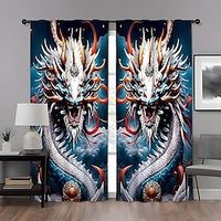 2PCS 3D Digital Printed Curtains, Home Decoration, Dragon Pattern Fabric Curtains, Window Screens Lightinthebox - thumbnail