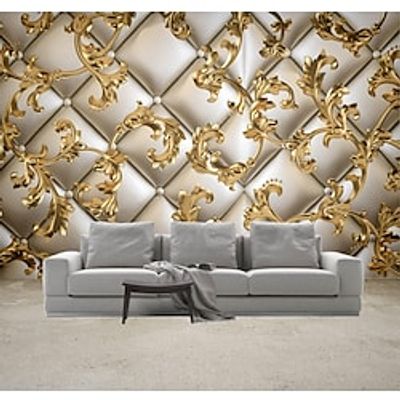 Mural Wallpaper Wall Sticker Covering Print Golden Leaf Leather Faux 3D Canvas Home Decor for Home Living Room Bedroom Indoor and TV Background miniinthebox Mural Wallpaper Wall Sticker Covering Print Golden Leaf Leather Faux 3D Canvas Home Decor for Home Living Room Bedroom Indoor and TV Background miniinthebox