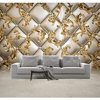Mural Wallpaper Wall Sticker Covering Print Golden Leaf Leather Faux 3D Canvas Home Decor for Home Living Room Bedroom Indoor and TV Background miniinthebox - thumbnail