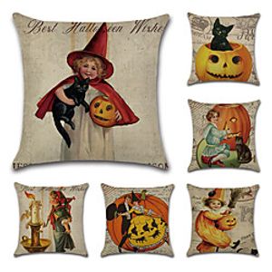 Halloween Double Side Cushion Cover 6PC Soft Decorative Square Throw Pillow Cover Cushion Case Pillowcase for Bedroom Livingroom Superior Quality Machine Washable Indoor Cushion for Sofa Couch Bed Chair Lightinthebox