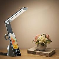 Wireless charging LED desk lamp with alarm clock eye protection learning business lamp desk lamp multifunctional charging base bracket miniinthebox - thumbnail