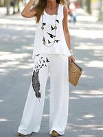 Sleeveless Tops And Casual Loose Pants Two Pieces Suits - thumbnail