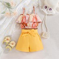 2 Pieces Kids Girls' Color Block Tank Top Shorts Set Set Sleeveless Fashion Outdoor 3-7 Years Summer Yellow Lightinthebox