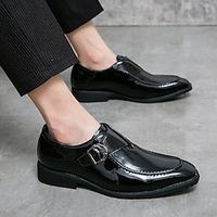 Men's Oxfords Business Casual Classic Party  Evening Office  Career Cowhide Booties  Ankle Boots Black Fall Spring Lightinthebox - thumbnail