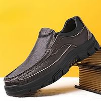 Men's Loafers  Slip-Ons Casual Shoes Driving Loafers Leather Loafers Hiking Walking Casual Outdoor Daily Cowhide Height Increasing Slip Resistant Loafer Black Brown Spring Fall Lightinthebox - thumbnail