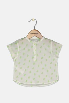 Unisex Cactus Printed Shirt White/Green Unisex Cactus Printed Shirt White/Green