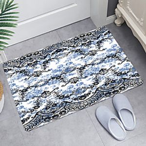 Black Blue Retro Pattern Digital Printing Floor Mat Modern Bath Mats Nonwoven  Memory Foam Novelty Bathroom miniinthebox