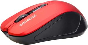 Promate Wireless Mouse, Comfortable Ambidextrous 2.4GHz Cordless Ergonomic Mice with 4 Programmable Buttons, CONTOUR.RED