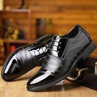 Men's Oxfords Derby Shoes Formal Shoes Dress Shoes Patent Leather Shoes Walking Business British Gentleman Wedding Office Career Party Evening PU Lace-up Black Brown Spring Fall Lightinthebox