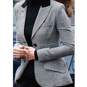 Women's Blazer Regular Stylish Coat Gray Business Formal Spring Single Breasted Peaked Lapel Regular Fit S M L XL 2XL 3XL Lightinthebox