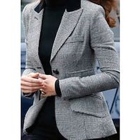 Women's Blazer Regular Stylish Coat Gray Business Formal Spring Single Breasted Peaked Lapel Regular Fit S M L XL 2XL 3XL Lightinthebox - thumbnail