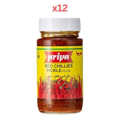 Priya Red Chilli Pickle In Oil 300g Pack of 12