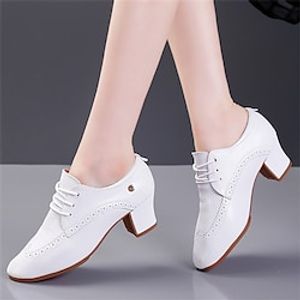 Women's Latin Shoes Jazz Shoes Ballroom Dance Shoes Modern Shoes Performance Training Party Dancesport Shoes Retro Leatherette Loafers Fashion Party Party / Evening Low Heel Adults' Black White miniinthebox