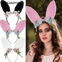 Easter Rabbit Hair Hoop Colorful Simulation Flower Rabbit Ear Party Headband Spring Flower Crown Hair Hoop Female Lightinthebox