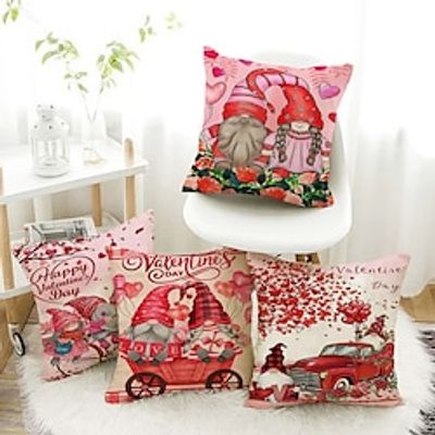 Valentine's Day Decorative Toss Pillows Cover 1PC Soft Square Cushion Case Pillowcase for Bedroom Livingroom Sofa Couch Chair Gnome Heart Couple Car Lightinthebox