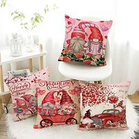 Valentine's Day Decorative Toss Pillows Cover 1PC Soft Square Cushion Case Pillowcase for Bedroom Livingroom Sofa Couch Chair Gnome Heart Couple Car Lightinthebox - thumbnail