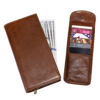 RFID Blocking Genuine Leather Multi-functional Removable Card Holder Zipper Vintage Wallet For Men