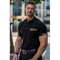 Men's Polo Golf Shirt Business Casual Classic Short Sleeve Fashion Solid Color Leopard Pocket Summer Spring Regular Fit Black Polo Lightinthebox