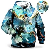 Men's Plus Size Pullover Hoodie Sweatshirt Big and Tall Animal Hooded Long Sleeve Spring   Fall Basic Fashion Streetwear Comfortable Daily Wear Vacation Tops Lightinthebox - thumbnail