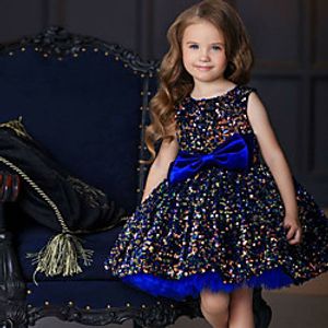 Princess Knee Length Flower Girl Dresses Party Sequined Sleeveless Jewel Neck with Bow(s) Lightinthebox