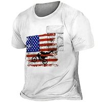 Men's Unisex T shirt Tee 3D Print Graphic Prints National Flag Crew Neck Street Daily Print Short Sleeve Tops Designer Casual Big and Tall Sports White / Summer miniinthebox - thumbnail