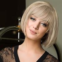 Short Bob Wig with Bangs Heat Resistant Synthetic Straight Wigs for Women Cute Dark Ash Blonde blended with Blonde 10 inches Light Brown Black Brown Light Blonde Blonde Lightinthebox