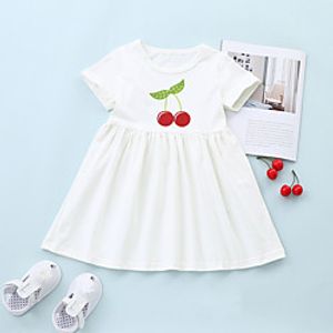 Kids Toddler Little Girls' Dress Fruit White Knee-length Short Sleeve Active Cute Dresses Summer Loose miniinthebox