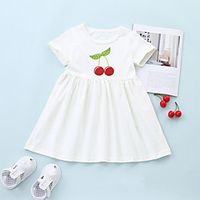 Kids Toddler Little Girls' Dress Fruit White Knee-length Short Sleeve Active Cute Dresses Summer Loose miniinthebox - thumbnail