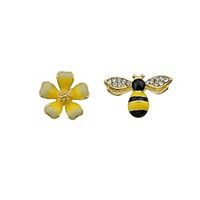 Women's Drop Earrings Mismatched Flower Bee Ladies Fashion Earrings Jewelry Yellow For Casual Daily miniinthebox - thumbnail