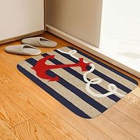 Cute Boat Anchor Pattern Series Floor Mat Door Mat Hallway Carpets Area Rugs Washable for Bedroom Living Room Kitchen Bathroom Anti-Slip Floor Mats Wood lines miniinthebox - thumbnail