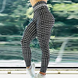 Women's High Waist Yoga Pants Tights Leggings Tummy Control Butt Lift Moisture Wicking BlackWhite Fitness Gym Workout Running Sports Activewear High Elasticity Skinny miniinthebox