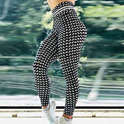 Women's High Waist Yoga Pants Tights Leggings Tummy Control Butt Lift Moisture Wicking BlackWhite Fitness Gym Workout Running Sports Activewear High Elasticity Skinny miniinthebox