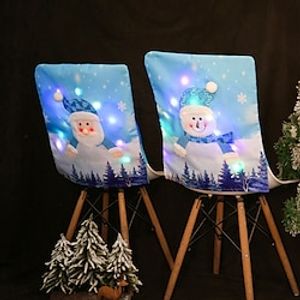 Christmas Hat Set Dining Chair Slipcovers with LED Light, XMAS Chair Back Covers Kitchen Chair Covers for Christmas Holiday Festival Decoration Lightinthebox