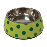 Nutrapet Applique Melamine Round Pet Bowl - Yellow & Blue Polka - Large - 700/23.6 ml/oz (22 x 7.5 cm) - thumbnail