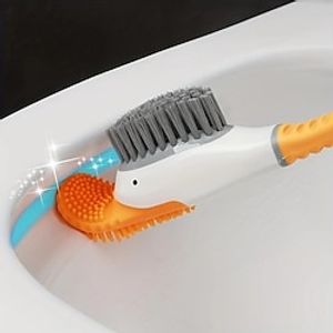 Diving Duck Toilet Brush, Silicone Non-dead Plastic Long Handle With Base, Household Bathroom Soft Brush, Squat Toilet Cleaning Brush, Cleaning Supplies, Cleaning Tool miniinthebox