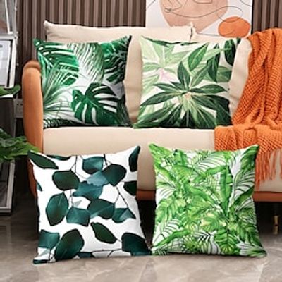 1PC Tropical Plants Green Leaves Double Side Pillow Cover Soft Decorative Square Cushion Case Pillowcase for Bedroom Livingroom Sofa Couch Chair Lightinthebox