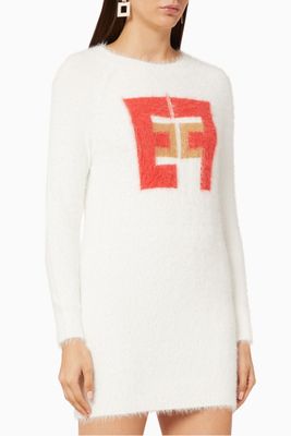 Logo Faux Fur Mini Dress Logo Faux Fur Mini Dress