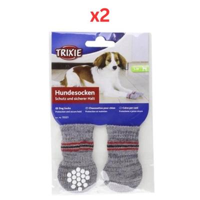 Trixie Slip-proof Socks For Dogs Grey - L-XL (Pack of 2)