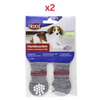 Trixie Slip-proof Socks For Dogs Grey - L-XL (Pack of 2)
