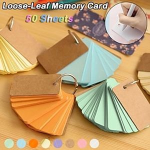 Spot General Diy Blank Color Iron Ring Handwritten Hard Blank English Word Card Loose-Leaf Memory Card, Back to School Gift miniinthebox