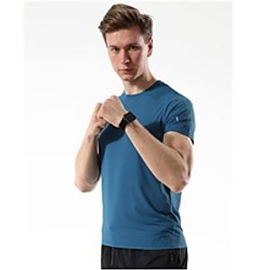 Men's Short Sleeve Running Shirt Tee Tshirt Top Athletic Summer Nylon Quick Dry Breathable Soft Gym Workout Running Active Training Jogging Exercise Sportswear Solid Colored Normal Dark Grey Black Lightinthebox