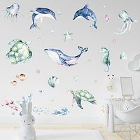 2pcs Cartoon Sea Animals Children's Room Wall Stickers Self-Adhesive Living Room Decoration Wall Stickers. Lightinthebox - thumbnail