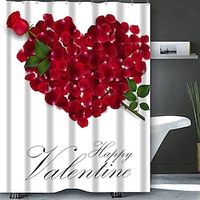 Valentine's Day Bathroom Deco Shower Curtain with Hooks Bathroom Decor Waterproof Fabric Shower Curtain Set with12 Pack Plastic Hooks miniinthebox