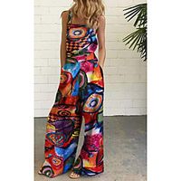 Women's White Black Red Jumpsuit Abstract Print Lightinthebox - thumbnail