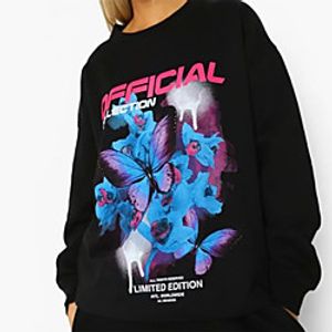 Women's Sweatshirt Pullover Butterfly Tie Dye Text Print Daily Sports Hot Stamping Basic Streetwear Hoodies Sweatshirts  Black Lightinthebox