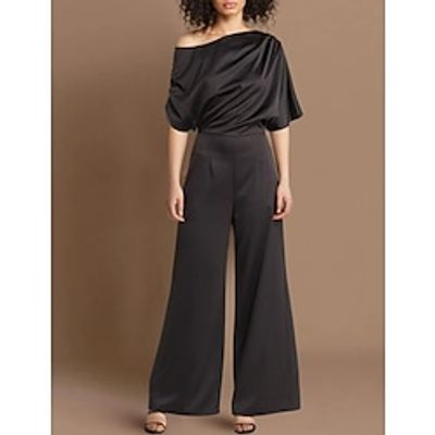 Jumpsuits Evening Gown Elegant Black Dress Dress Wedding Guest Party Wear Floor Length Half Sleeve Off Shoulder Charmeuse with Ruched 2023 Lightinthebox Jumpsuits Evening Gown Elegant Black Dress Dress Wedding Guest Party Wear Floor Length Half Sleeve Off Shoulder Charmeuse with Ruched 2023 Lightinthebox