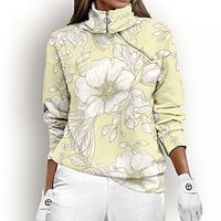 Women's Golf Pullover Sweatshirt Navy Yellow Pink Long Sleeve Thermal Warm Top Floral Ladies Golf Attire Clothes Outfits Wear Apparel miniinthebox