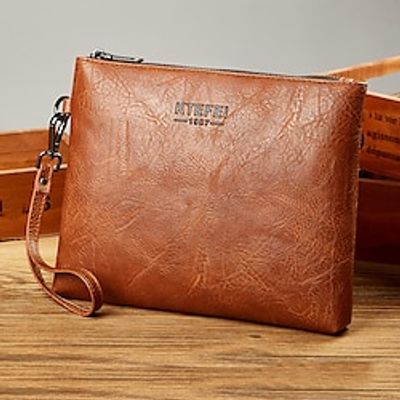 Men's and Women's Handheld Bag Vintage Leather Handheld Bag Soft Waterproof Business Phone Bag Underarm Bag Zero Wallet miniinthebox