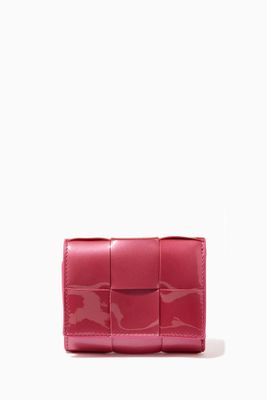 Tri-fold Zip Wallet in Glossy Intrecciato Nappa